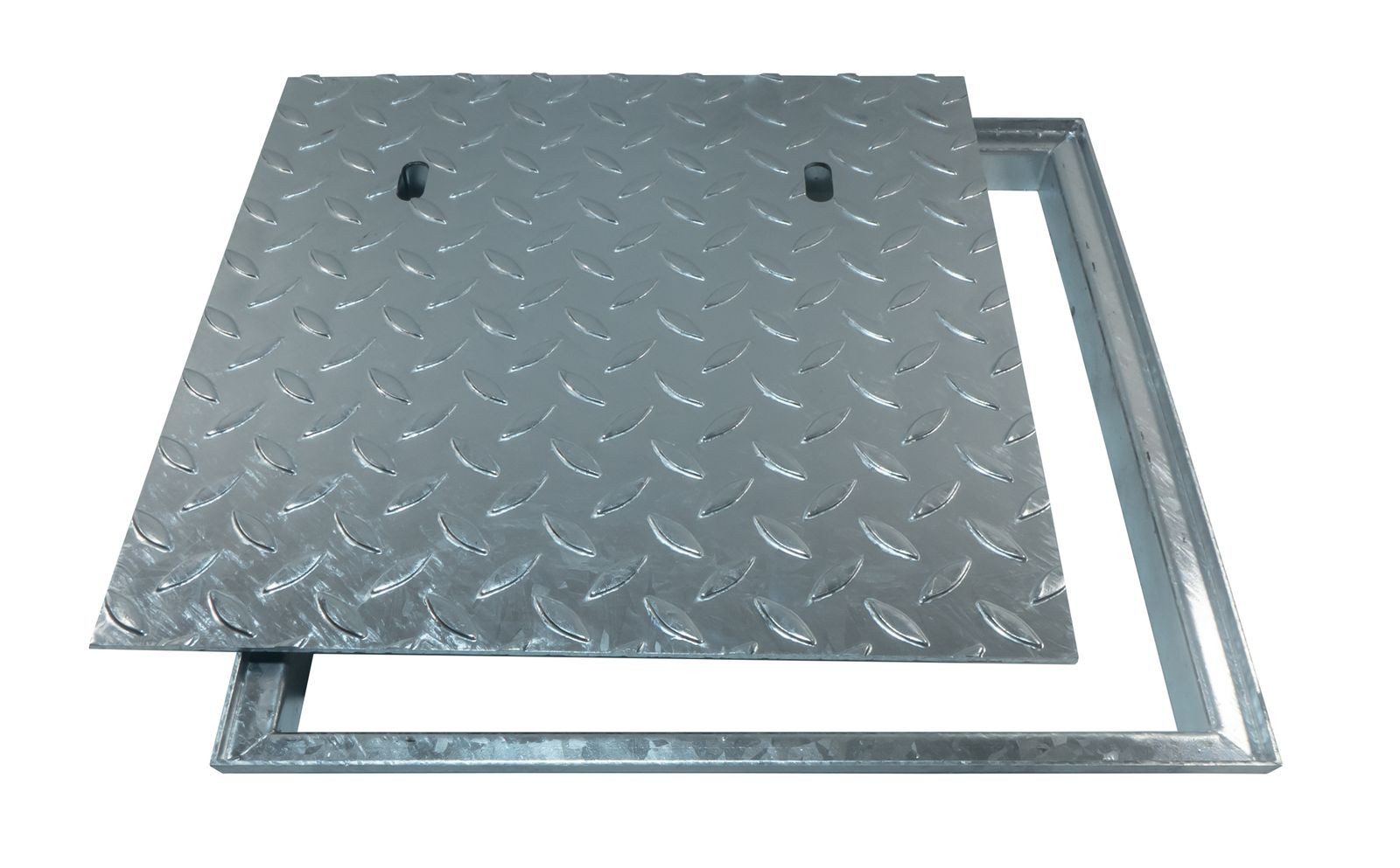 ACO Severin Ahlmann GmbH & Co. KG Erdschacht Schachtabdeckung FL 2.0 Easy mit Rahmen, Stahl verzinkt, Belastung 5kN, 50x50x3.7 cm, 2-St., Größe: 500x500mm, begehbar, rutschfest, für Außen- und Innenbereich