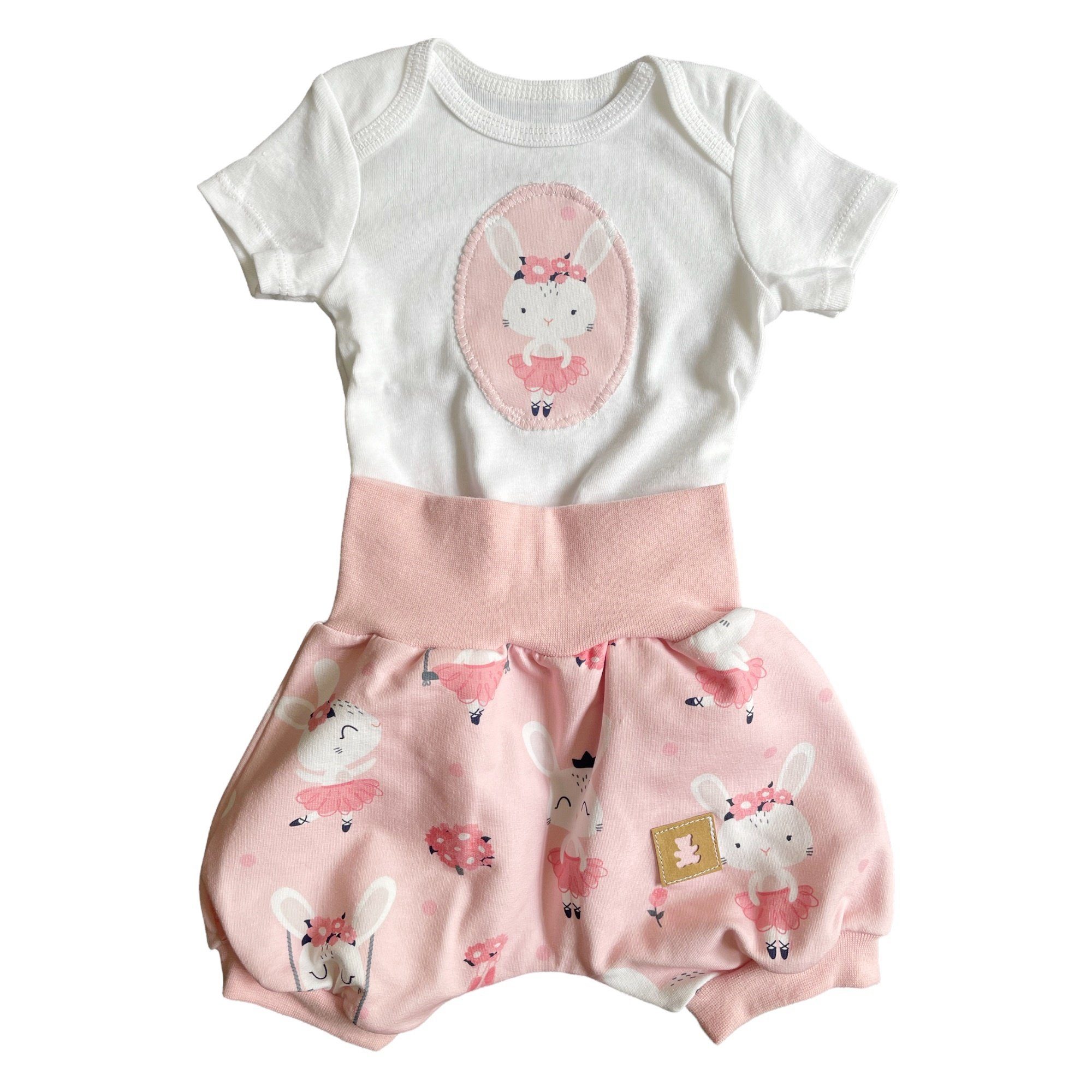 kennydoo Body & Shorts Kinder- Baby Set "Hasenmädchen rosa" (2 teilig) mit niedlichem Design