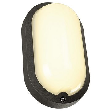 SLV LED Außen-Wandleuchte LED Wand- und Deckenleuchte Terang 2, Oval, IP44, anthrazit, keine Angabe, Leuchtmittel enthalten: Ja, fest verbaut, LED, warmweiss, Aussenlampe, Aussenwandleuchte, Outdoor-Leuchte