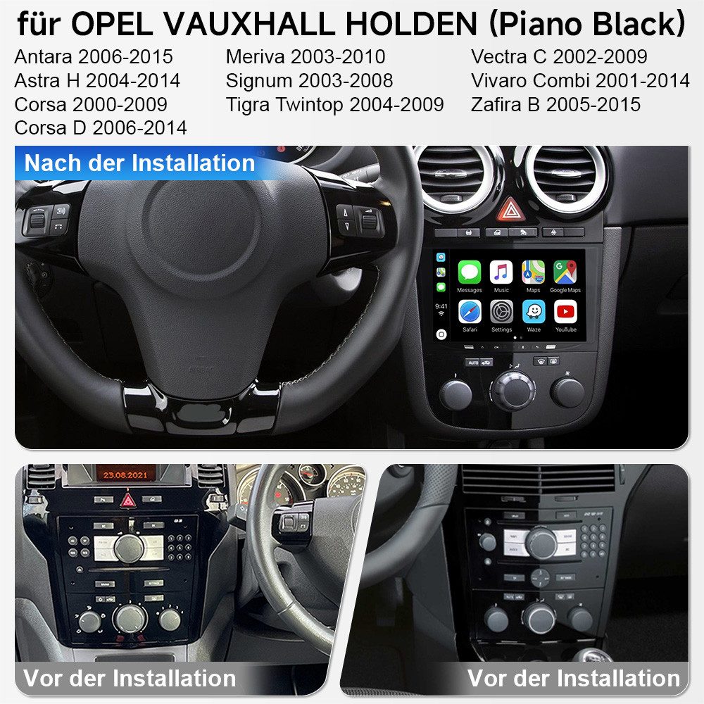 A-Sure 8" 2G+64G Android 15 Carplay GPS Für Opel Corsa D C Astra H Vectra C Autoradio (Digitalradio (DAB), Carplay Android Auto Bluetooth EQ USB GPS Navi WIFI Touchscreen)