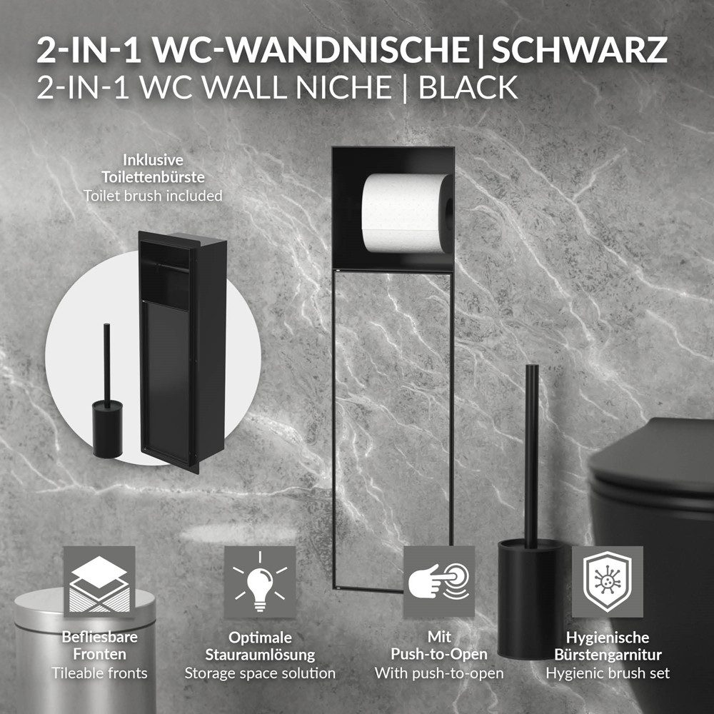 LuxeBath Toilettenpapierhalter Unterputz-Schrankmodul Edelstahl für Klobürs günstig online kaufen