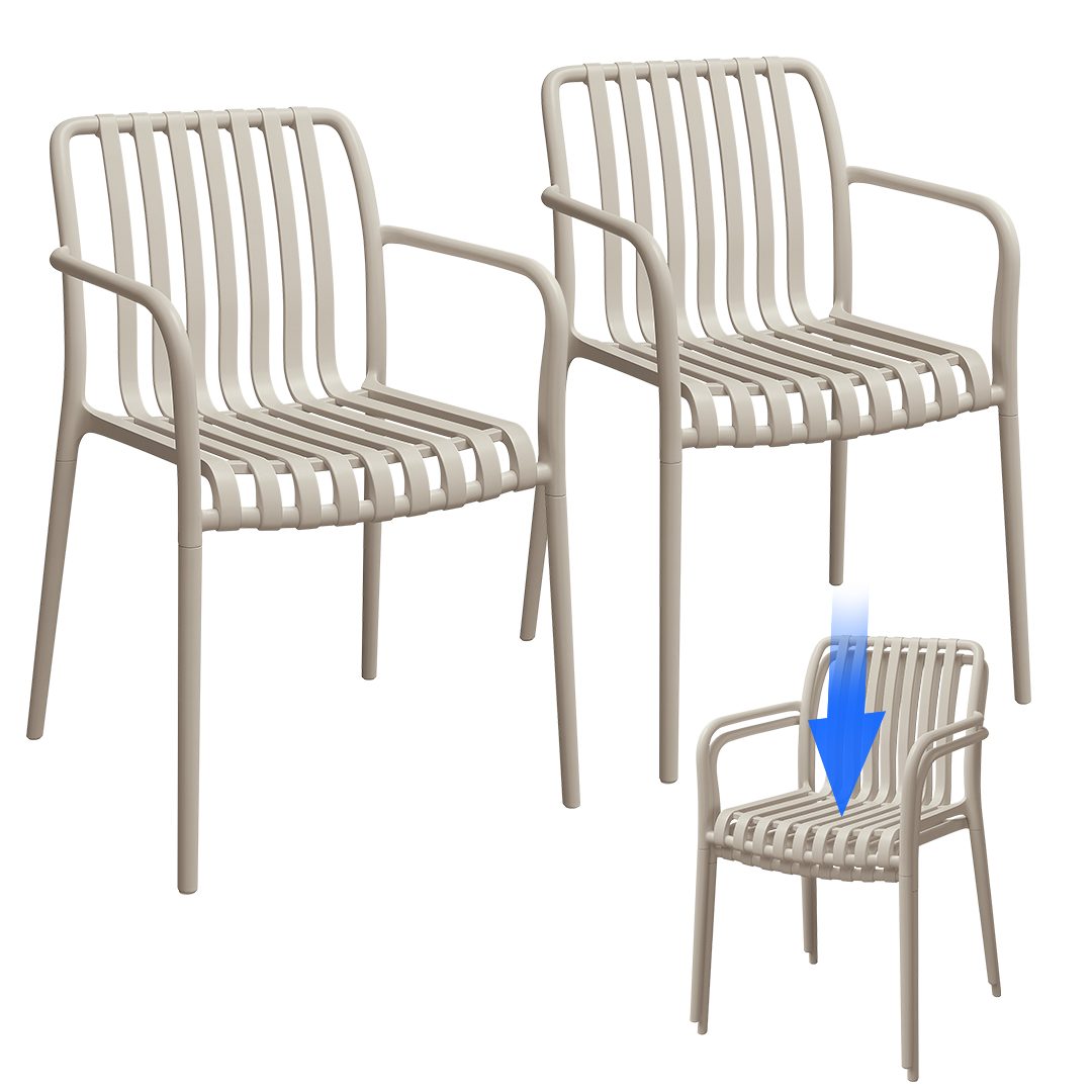 STEELSØN Gartenstuhl Pincoya, Balkonstuhl wetterfest und UV-beständig, bis 120 kg (taupe, 2er Set), stapelbarer Balkonstuhl Kunststoff, verfügbar als 2er/4er/6er Set