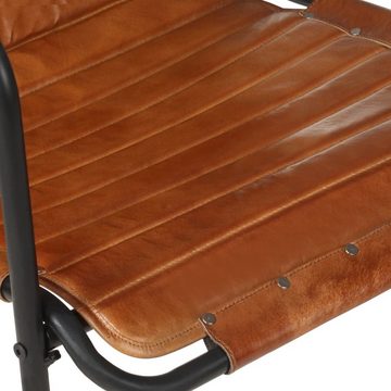 furnicato Sessel Relaxsessel mit Fußhocker Braun Echtleder