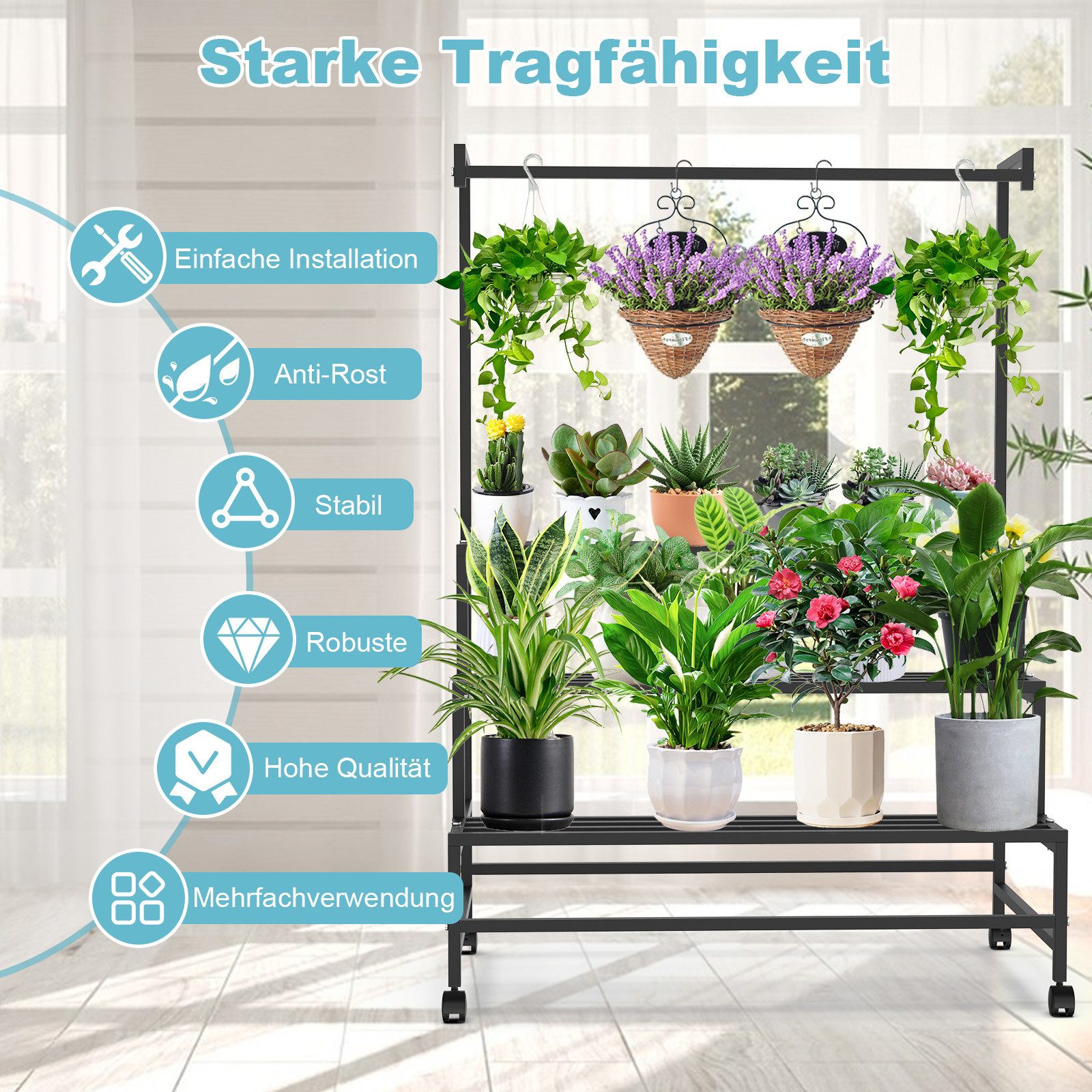 LMaxhome Blumenständer Pflanzenständer Blumentreppe Metall Rostschutz günstig online kaufen