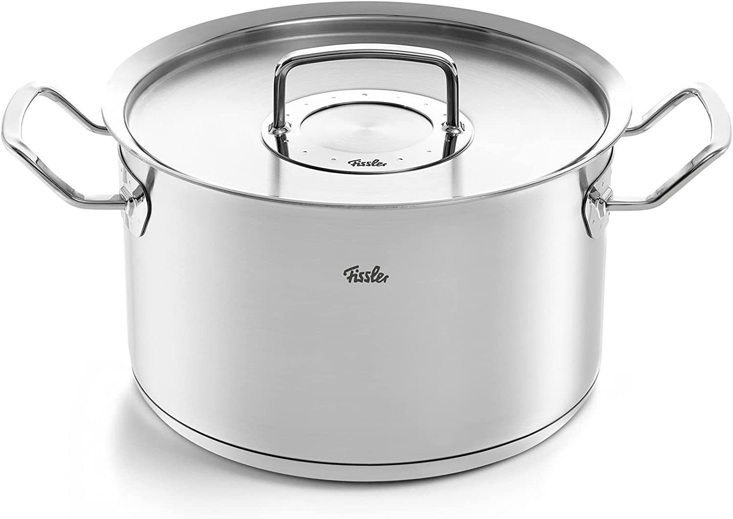 Fissler Topf-Set ORIGINAL-PROFI COLLECTION® Edelstahl-Topfset, Edelstahl 18/10 (9-tlg., Bratentopf 20 cm, je 1 Fleischtopf 16/20/24 cm, Servierpfanne 28 cm), mit breitem Schüttrand, Kaltmetallgriffen. Made in Germany