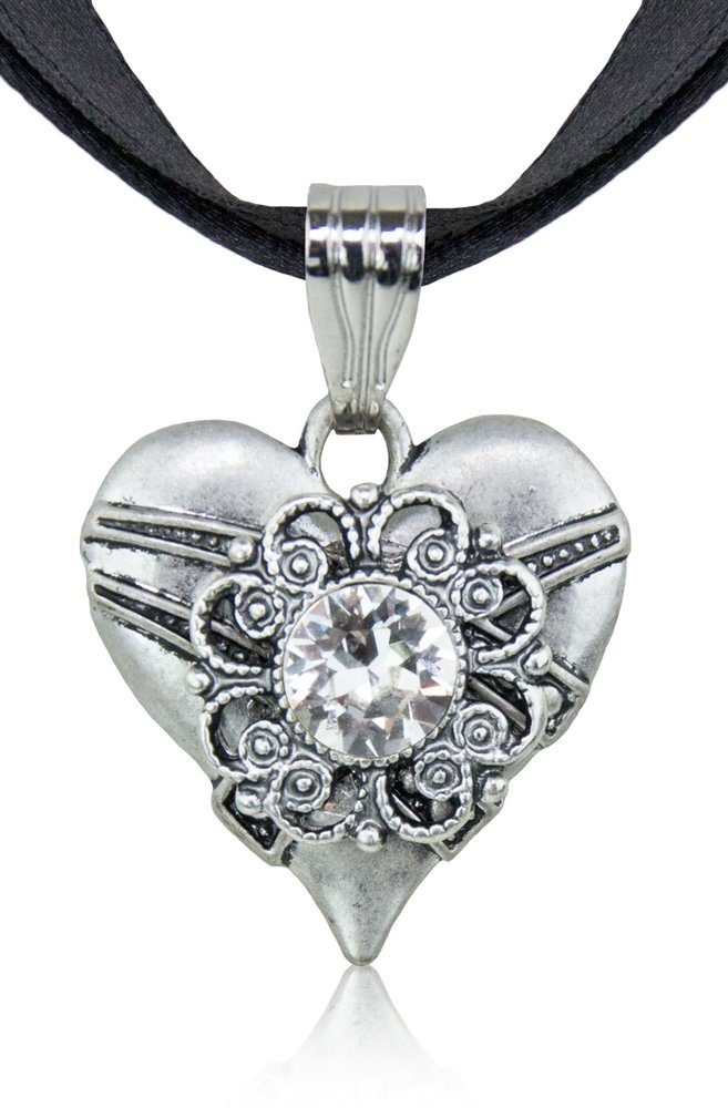 Kette mit Anhänger Halskette "Paula" mit Herzanhänger und Kristall von Swarovski®