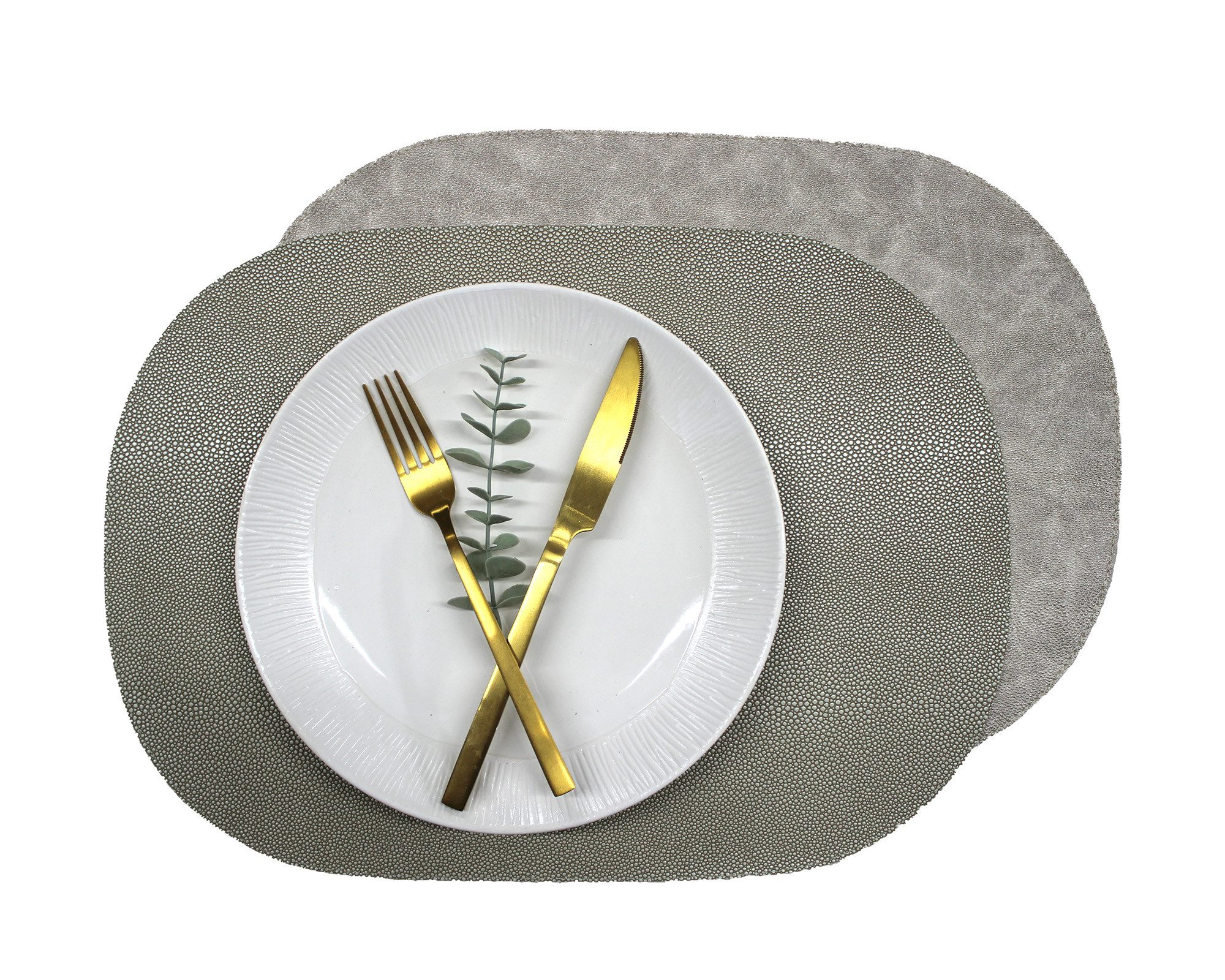 Platzset Tischsets 6-er Set oval Rochen Optik beidseitig verwendbar