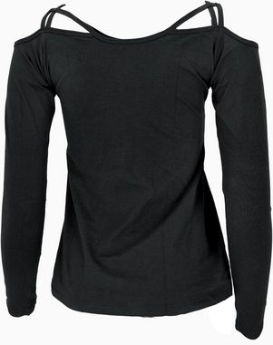 Guru-Shop Longsleeve Goa Shirt, Boho Shirt - schwarz alternative Bekleidung
