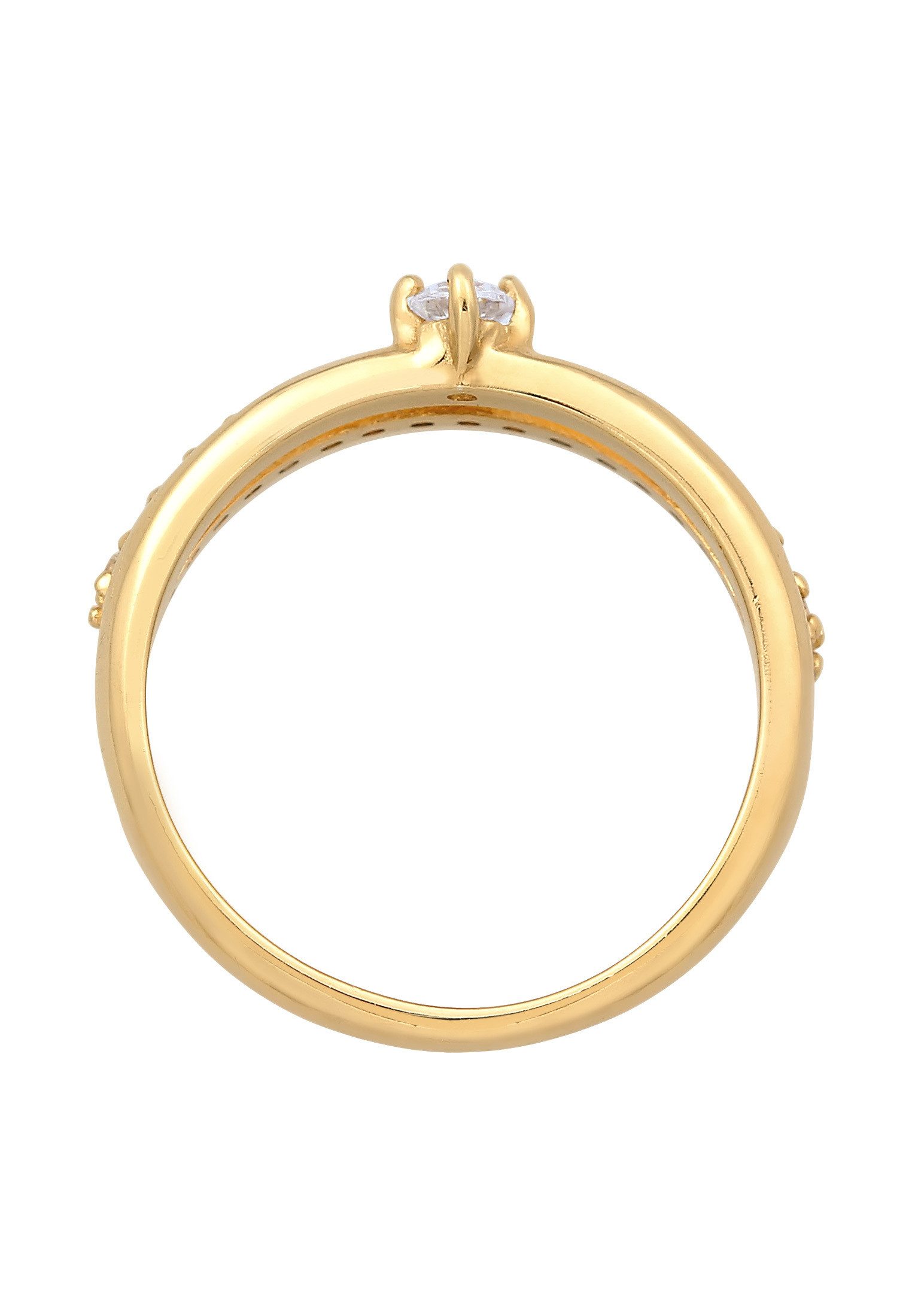 Elli Fingerring Zirkonia Solitär Verlobung 925 Silber, Ring Set