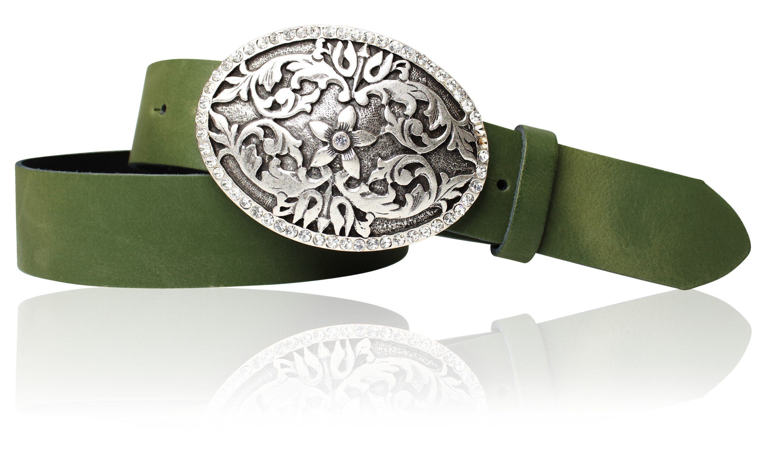 FRONHOFER Damen Gürtel 4cm - Echtleder Mit Ovaler Schnalle In Silber