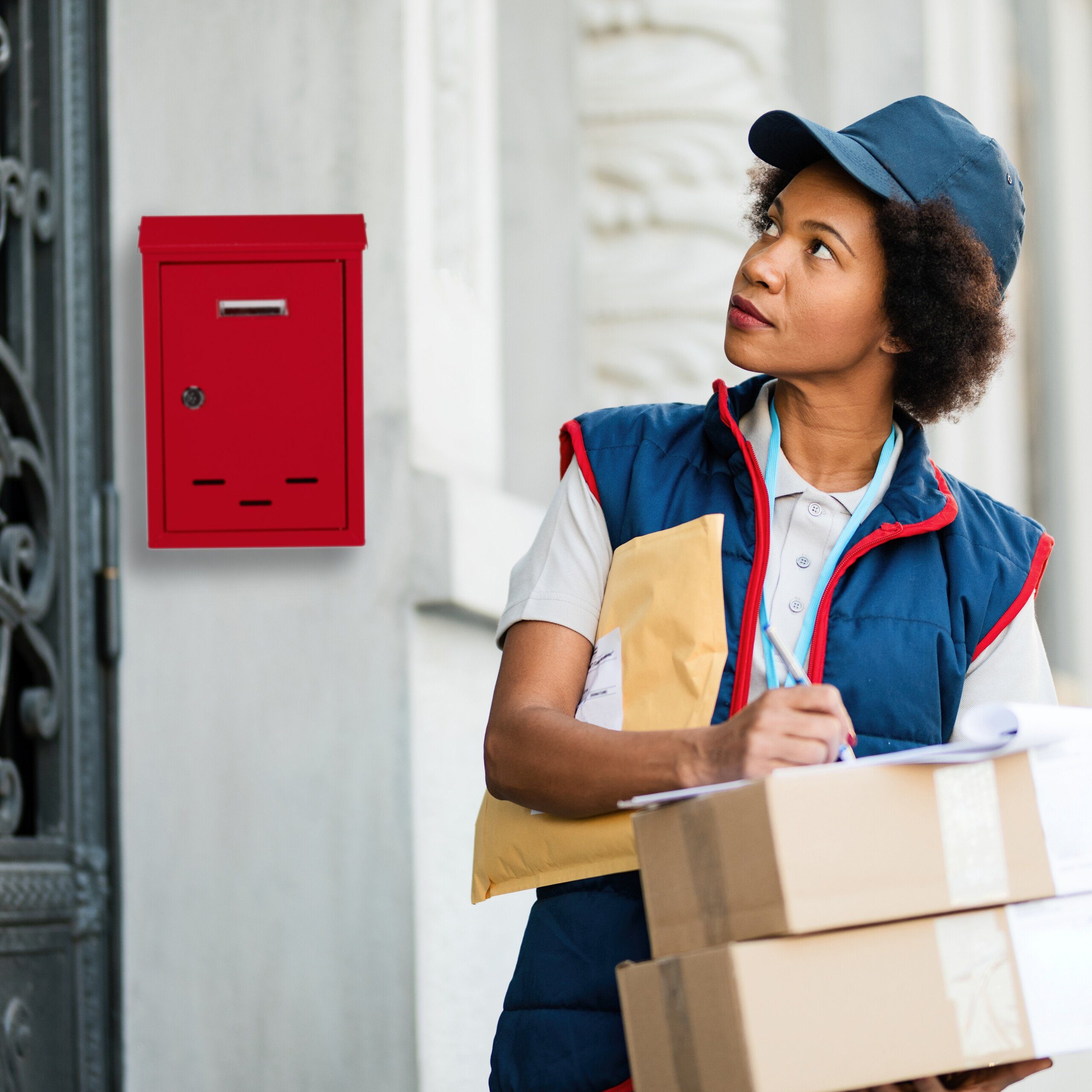 relaxdays Briefkasten mit Namensschild, Rot günstig online kaufen
