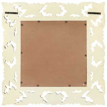 furnicato Wandspiegel Spiegel Handgeschnitzt Weiß 50x50 cm Massivholz Mango