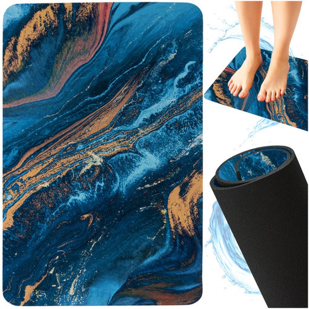 Ruhhy Badematte Badezimmerteppich Badeunterlage, Höhe 5 mm, rutschhemmend beschichtet, schnell trocknend, Polyester, Viereckig, Fliesenboden, Mit stabiler, rutschfester Unterseite für maximale Sicherheit