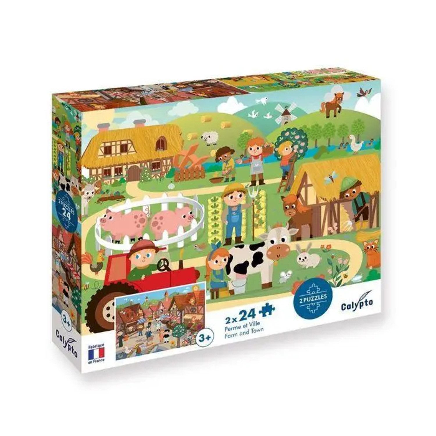 BrainBox Puzzle Bauernhof & Stadt 2x24 Teile Puzzle, 24 Puzzleteile