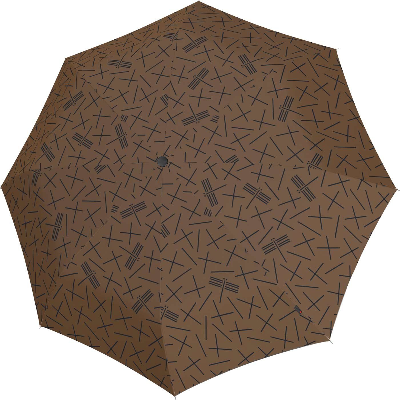 haltbar stabiler durch in den Taschenregenschirm mit Auf-Zu-Automatik, Knirps® Speichen leichter, Schirm braun Fiberglas besonders