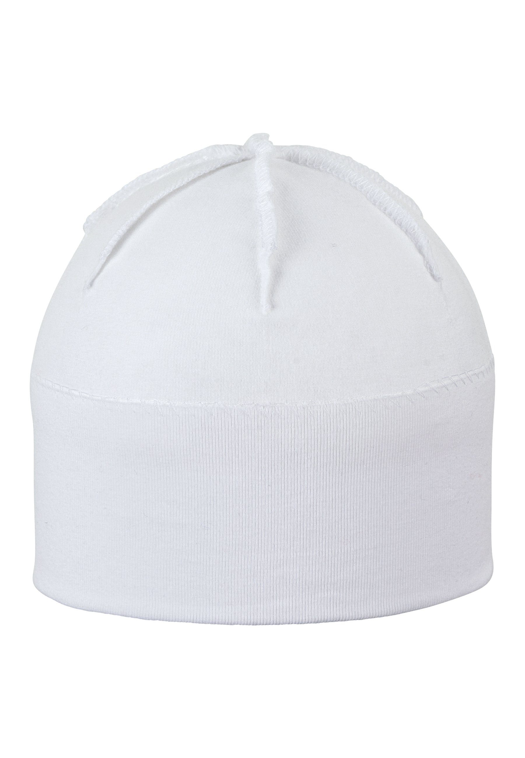 Sterntaler® Beanie OCS Singlejersey weiß aus (1-St., Beaniemütze Kinder mit ohne und unifarben Babymütze Beanie Umschlag) tragbar Mütze