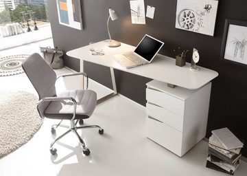 MCA furniture Schreibtisch Tori (in weiß matt lackiert, Metallgestell in Edelstahloptik), inkl. Container