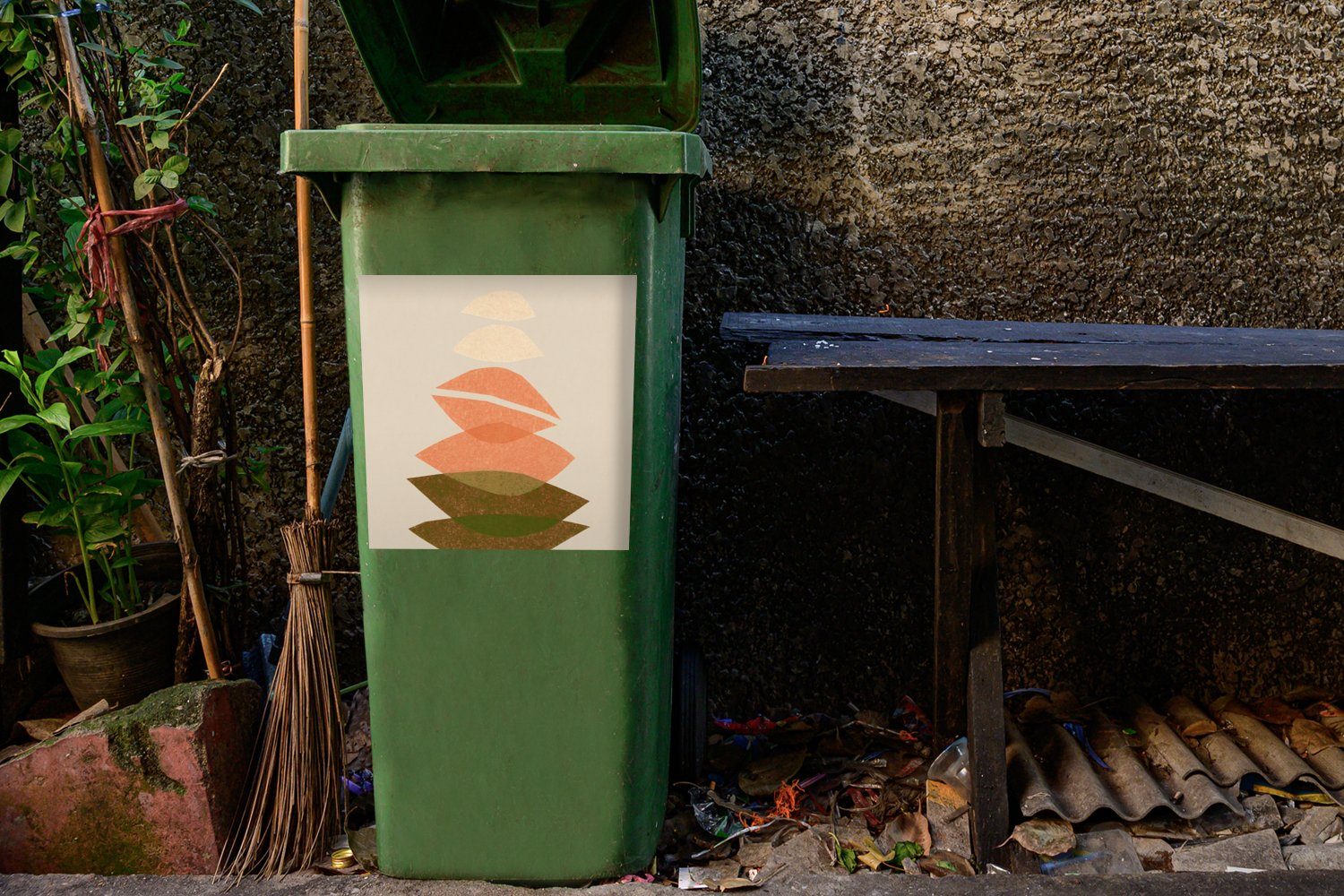 MuchoWow Wandsticker Formen - - Abfalbehälter St), Container, (1 - Mülltonne, Mülleimer-aufkleber, Sticker, Pastell Abstrakt Farben