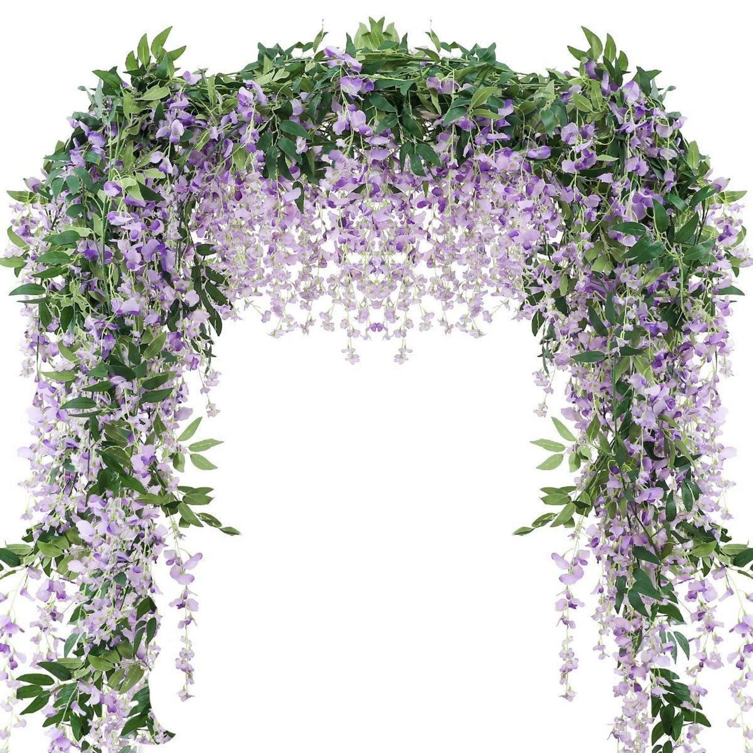 Kunstgirlande Künstliche Wisteria Girlande Lila 2 Stück, LuxusKollektion