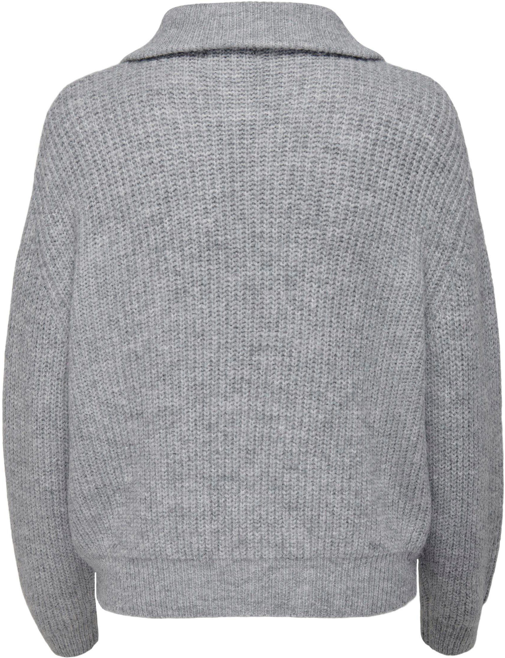 ONLBAKER ZIP L/S KNT Grey Strickpullover Melange PULLOVER Light ONLY NOOS