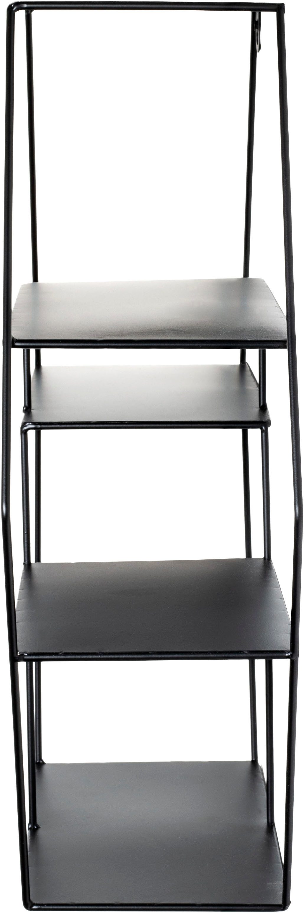 HAKU Wandregal Hängeregal, Wandboard, sechseckig - aus Metall Schwarz - B/T/H 61/16/54 cm