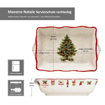 MamboCat Servierschale Maestro Natale Servierschale Griffe 2,2L Keramik groß XXL-Schüssel, Keramik