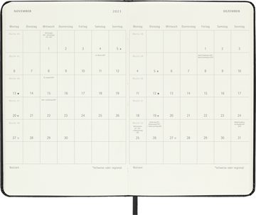 MOLESKINE Buchkalender, 12 Monate Wochenkalender Deutsch 2023 - 1 Wo = 2 Seiten - Horizontal - Hard Cover - Schwarz