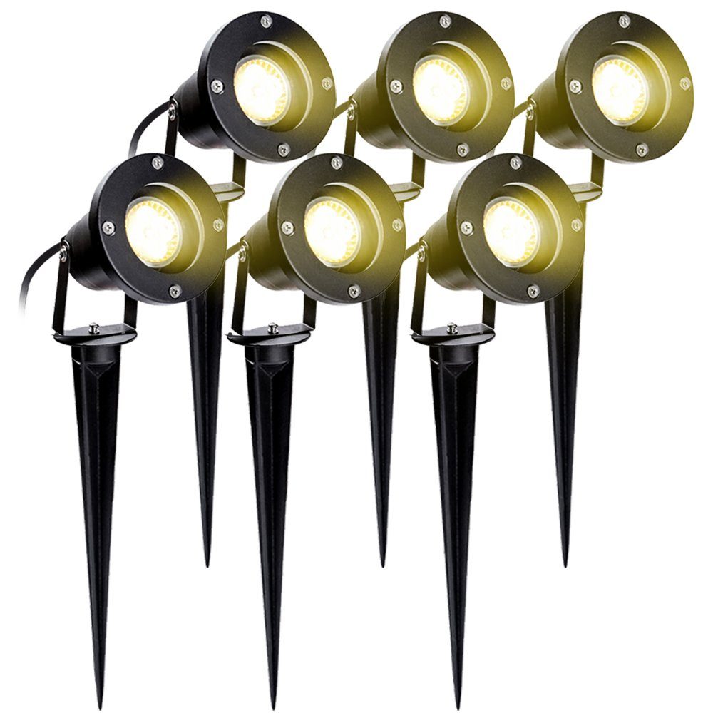 Clanmacy LED Gartenstrahler Gartenbeleuchtung mit Erdspieß 4W IP65 Gartenleuchte Warmweiß, LED fest integriert, Warmweiß