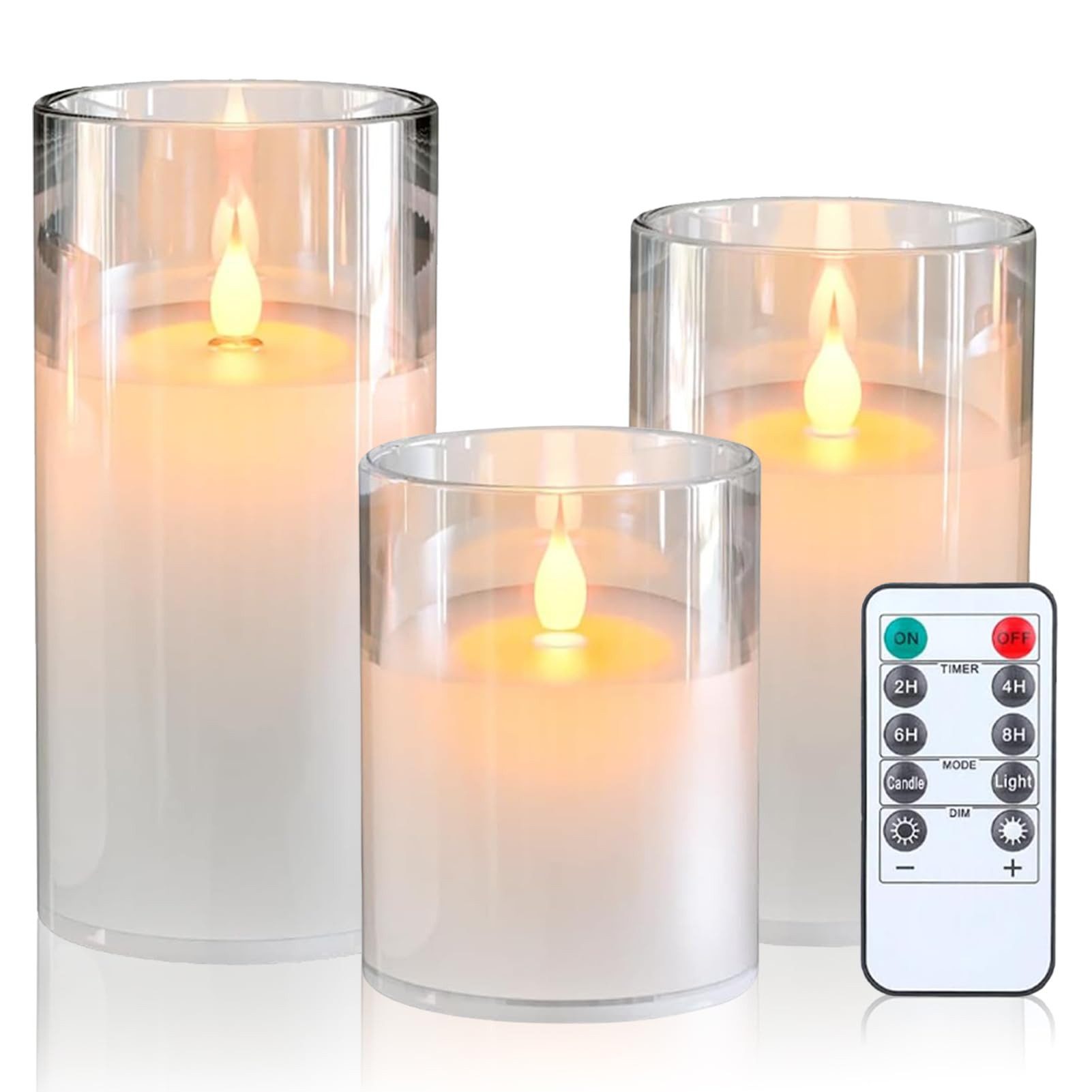 LED-Kerze 3er Set LED-Kerze mit Fernbedienung Timer Funktion 3D-Docht Flackernd
