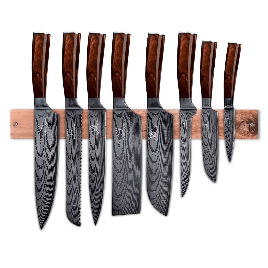 Küchenkompane Messer-Set Messerset asiatisch mit magnetischer Holzleiste Kasshoku Küchenmesser (2-tlg)