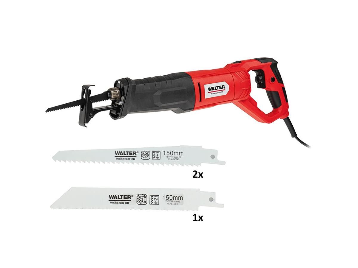 WALTER Säbelsäge 850 W, Inklusive 3 Sägeblätter, 2x für Holz, 1x Metall