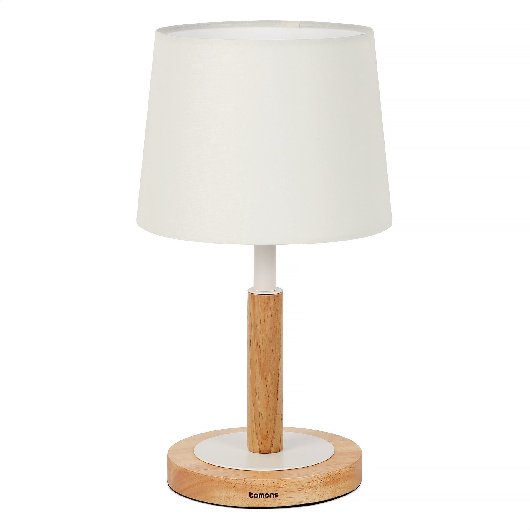 LED aus wechselbar Tischleuchte Nachttischlampe Beige dimmbar Holz, Tischlampe, Tomons LED LED