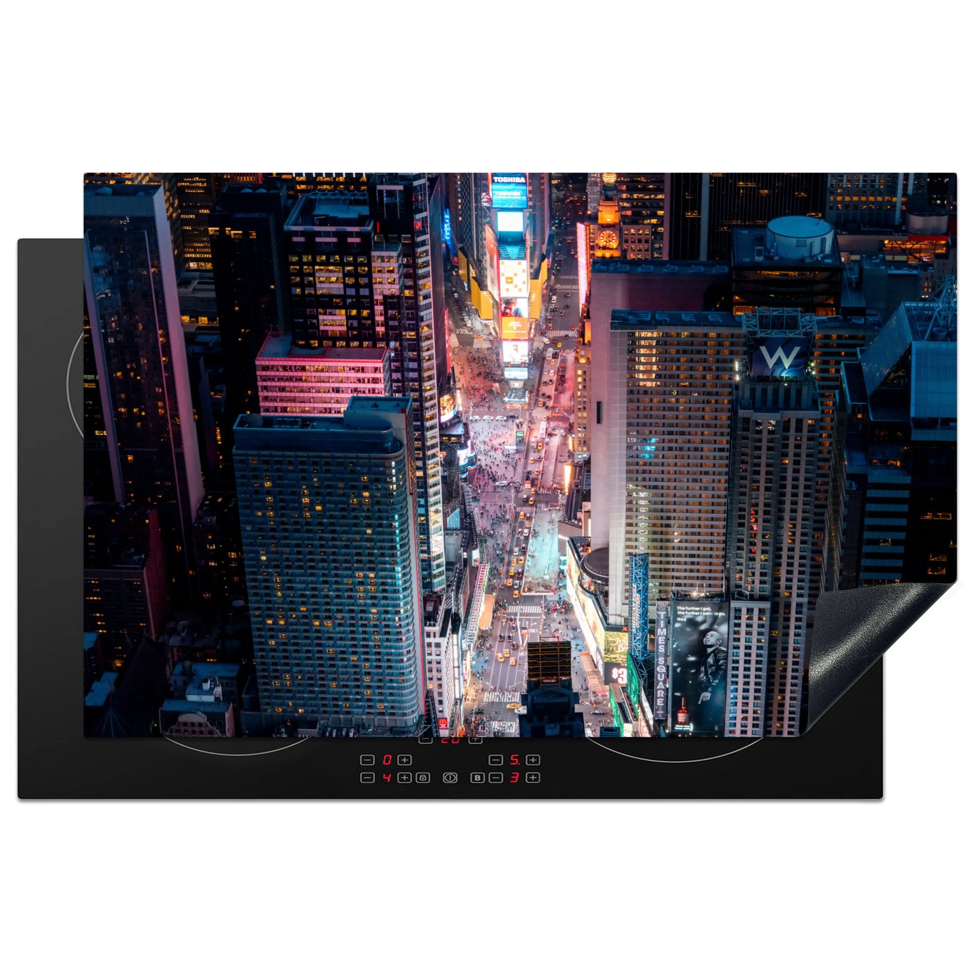 MuchoWow Herdblende-/Abdeckplatte Blick von oben auf den Times Square in New York, Vinyl, (1 tlg), 81x52 cm, Induktionskochfeld Schutz für die küche, Ceranfeldabdeckung