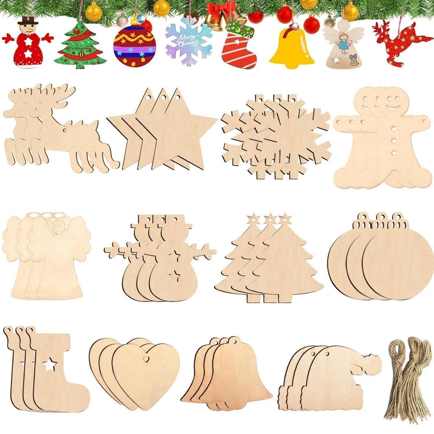 LuxusKollektion Baumbehang Weihnachts-Holzanhänger Set 36+50 Seile