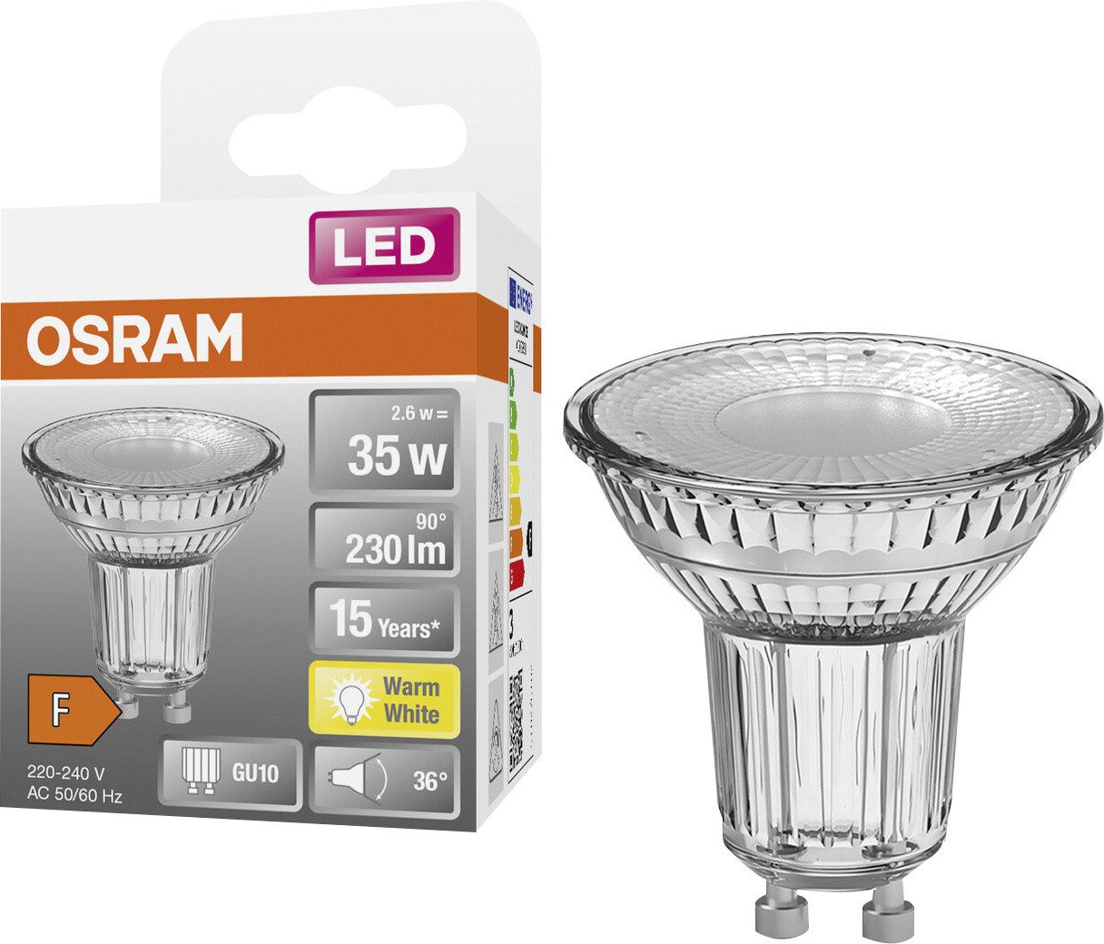 Osram LED-Leuchtmittel Osram LED Reflektor Star PAR16 35 GU10 2,6W, Nicht dimmbar
