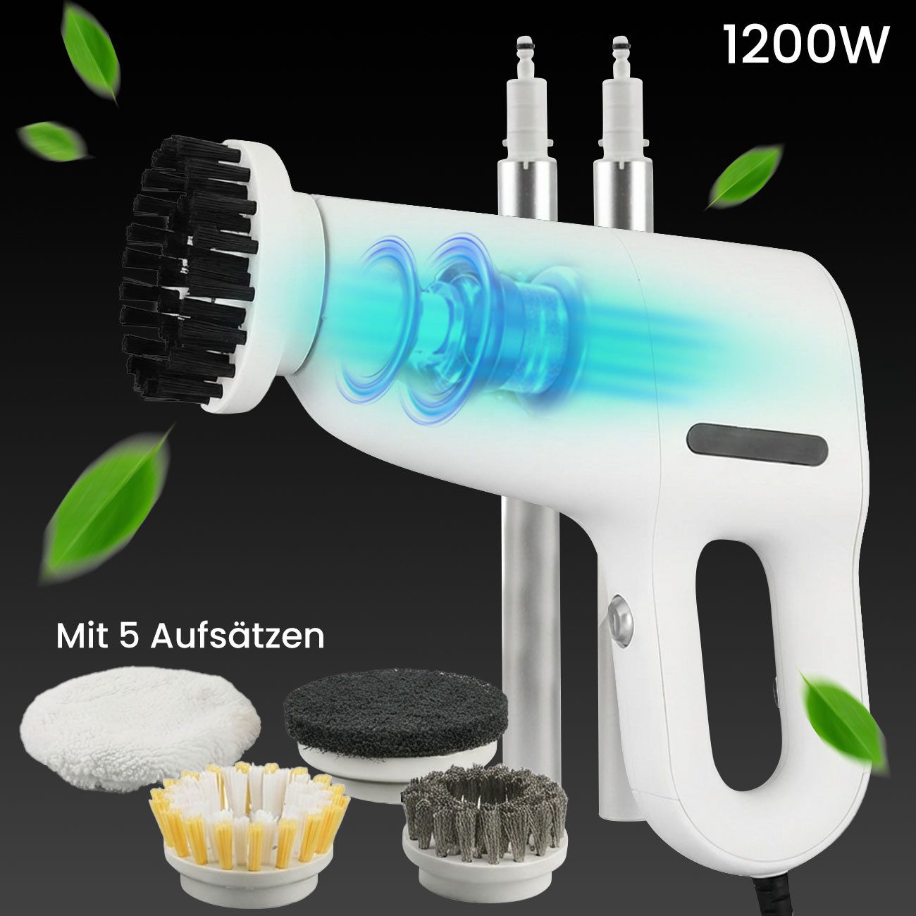 shop'n smile ideoon Dampfreiniger Leistungsstarker 3in1 Dampfreiniger & Dampfbesen 1200W 200 ml IP20, 1200 W, beutellos, LED-Betriebsanzeige, 10 Min. Dampfbetrieb, Aufheizzeit: 15 Sek.