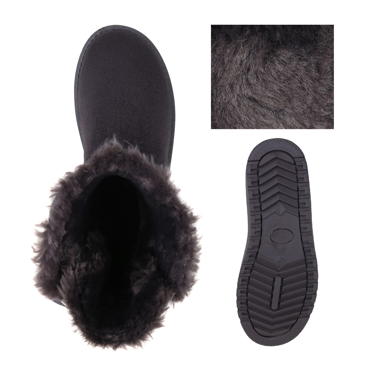 VAN HILL 824965 Schlupfboots Damen Stiefeletten Schlupfstiefel Warm Gefütterte Winter Boots