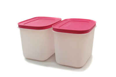 TUPPERWARE Frischhaltedose Eis-Kristall 1,1L (2) weiß/pink + SPÜLTUCH