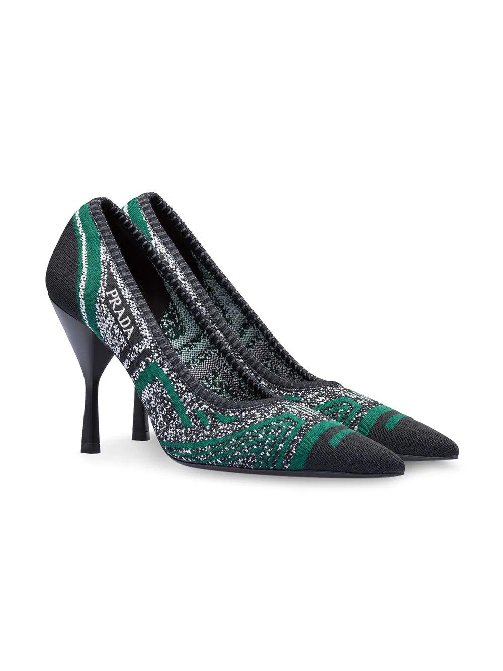 PRADA Gestrickte Pumps Grün Highheels Stiletto günstig online kaufen