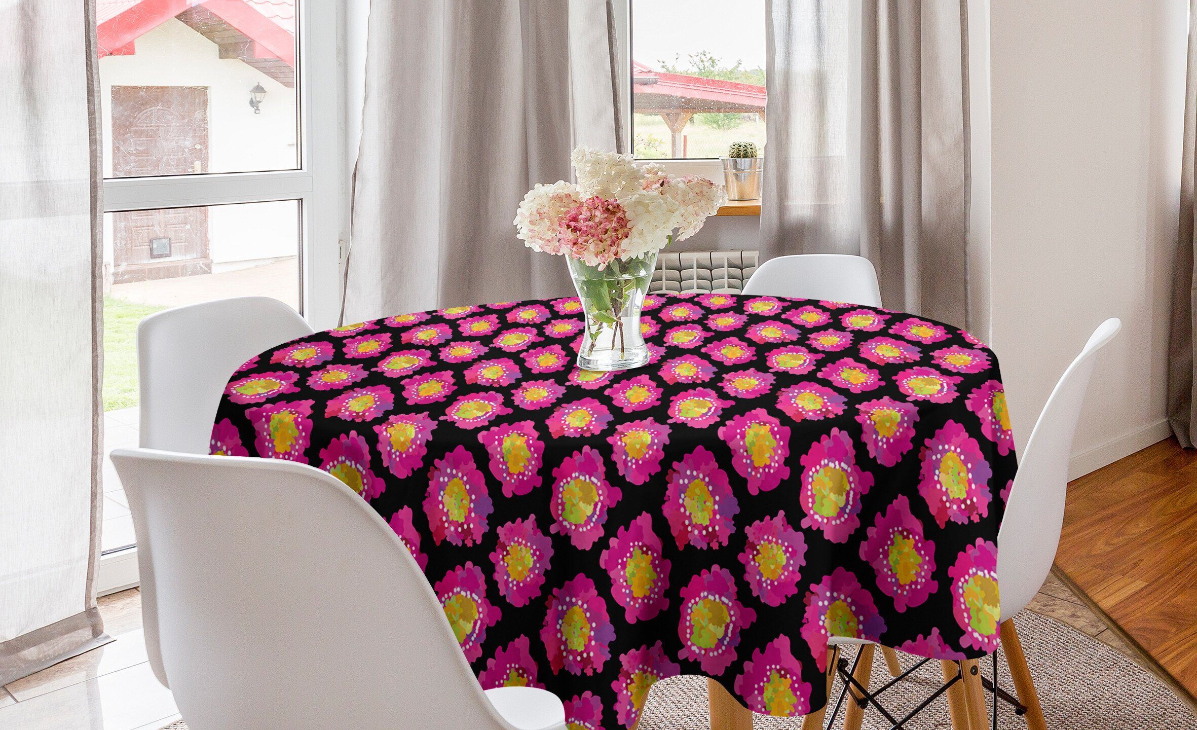 Abakuhaus Tischdecke Kreis Tischdecke Abdeckung für Esszimmer Küche Dekoration, Blumen Grafiken von Mohnblumen-Blumen