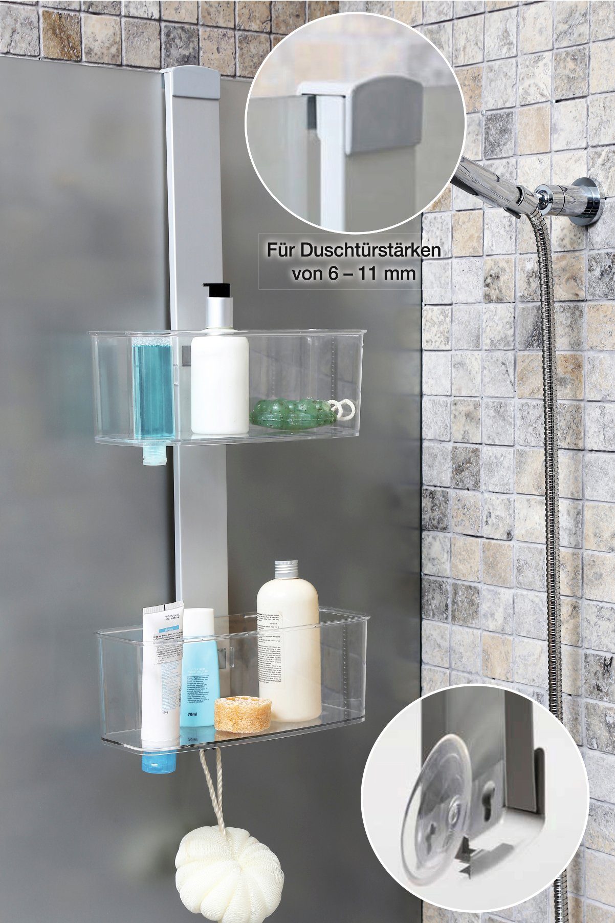 Bischof Duschregal Yoki, rostfrei, für Duschtüren von 6 - 11 mm geeignet, s günstig online kaufen