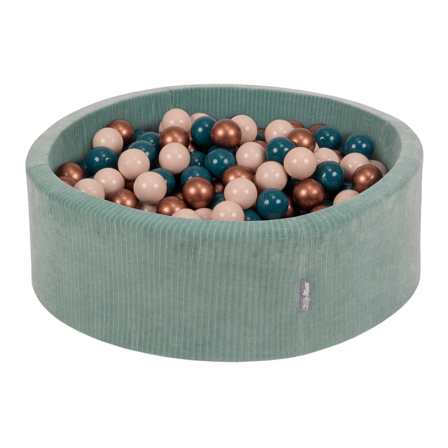 KiddyMoon Bällebad OK30VS, (Bällepool mit bunten Bällen, 100-tlg., abnehmbarer Bezug mit Reißverschluss), Schaumstoff-Bällebad mit Rippenstrickstoff in vielen Farben