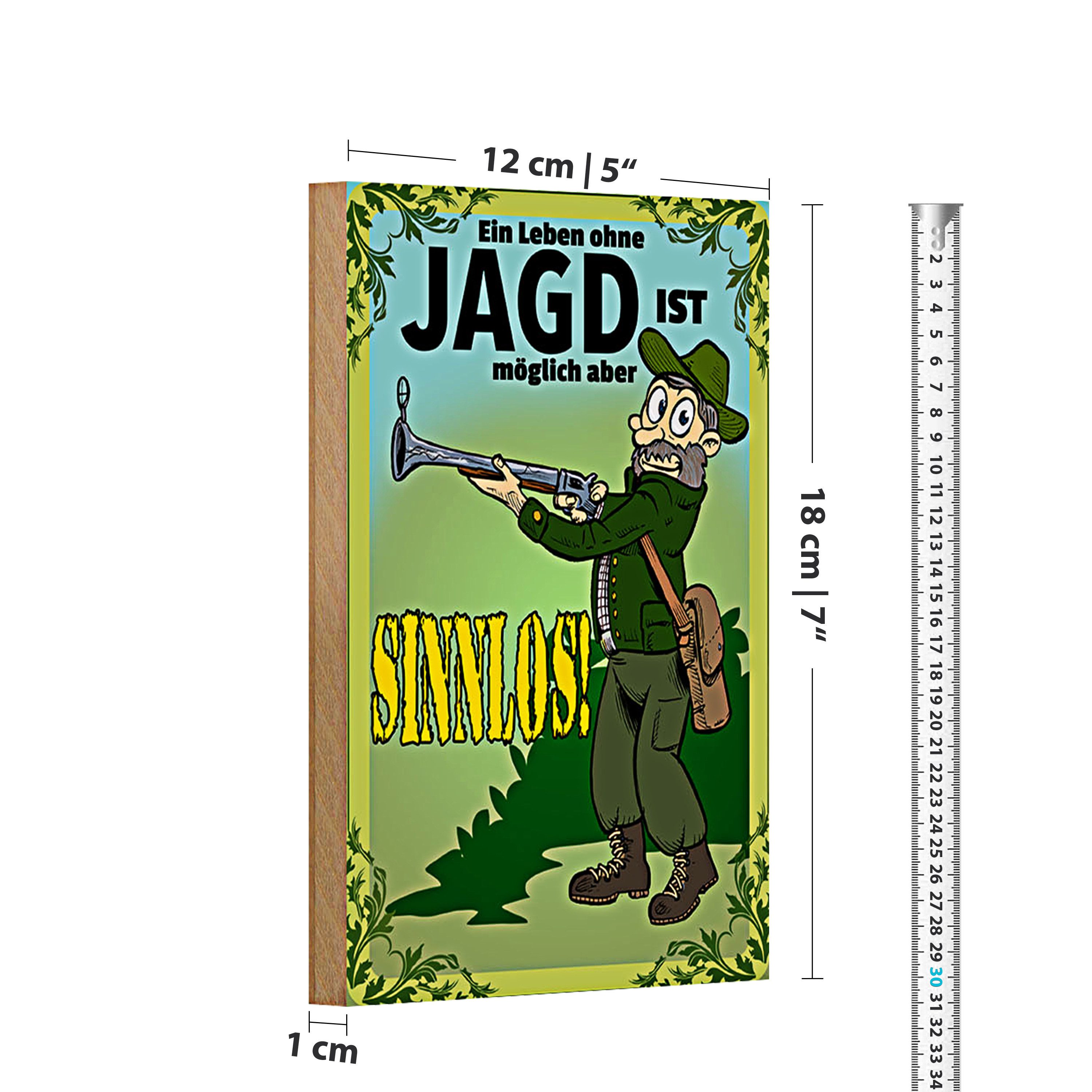 Roomando Holzbild Jagd 12x18cm Leben ohne möglich aber sinnlos