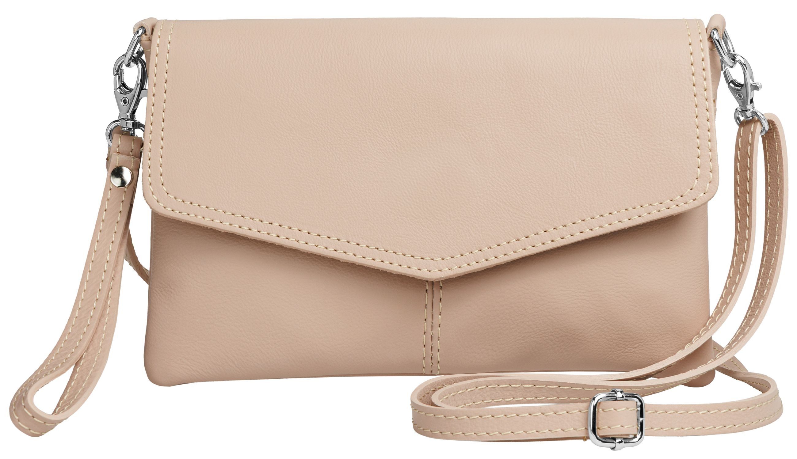 Caspar Clutch Abendtasche Leder Damen Umhängetasche - PREMIUM LINE - Modell No.322, aus 100% gewaschenem Echtleder aus Italien - samtig weich & nachhaltig