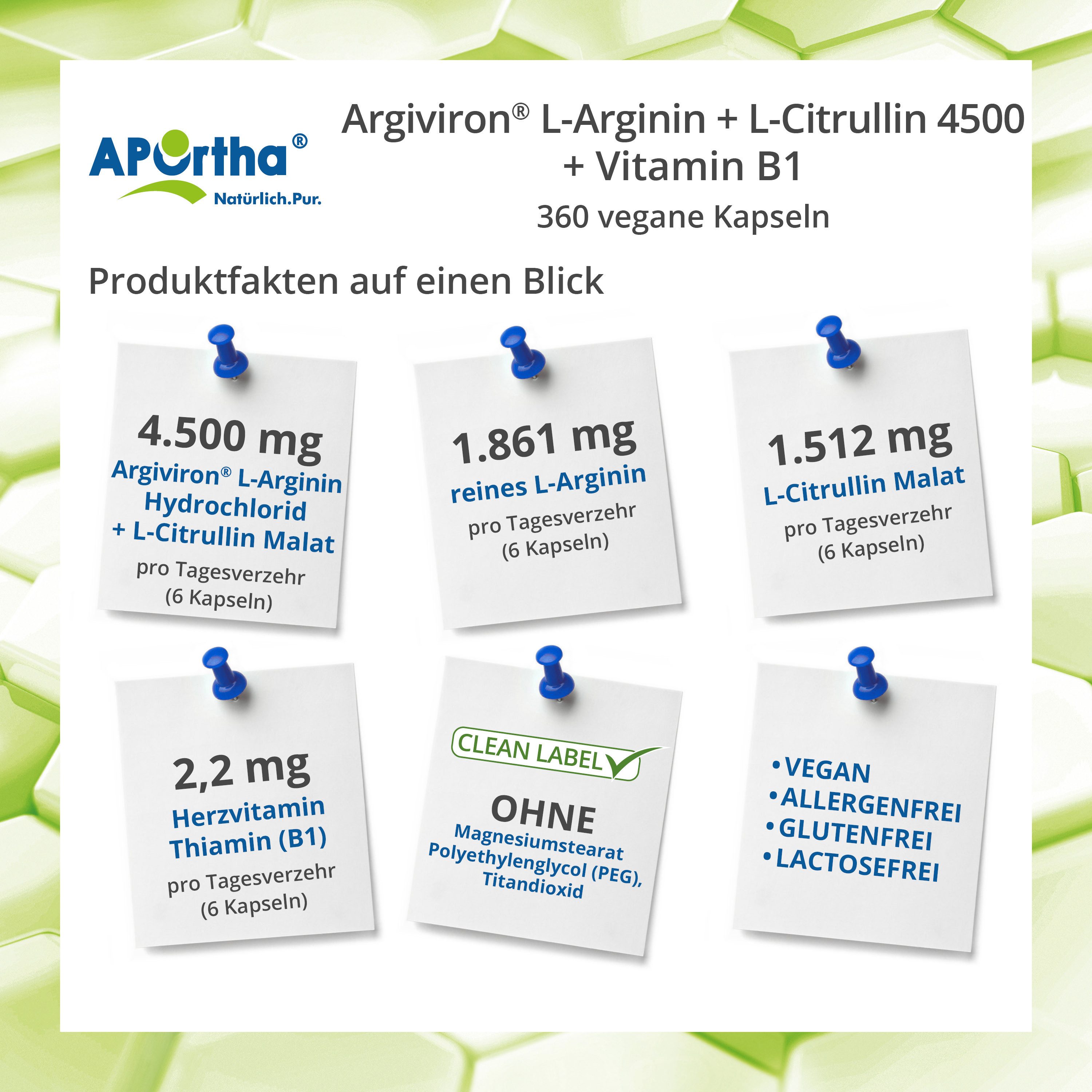 APOrtha APOrtha® Argiviron® L-Arginin + L-Citrullin 4500 + B1 - 360 Kapseln, 319 g