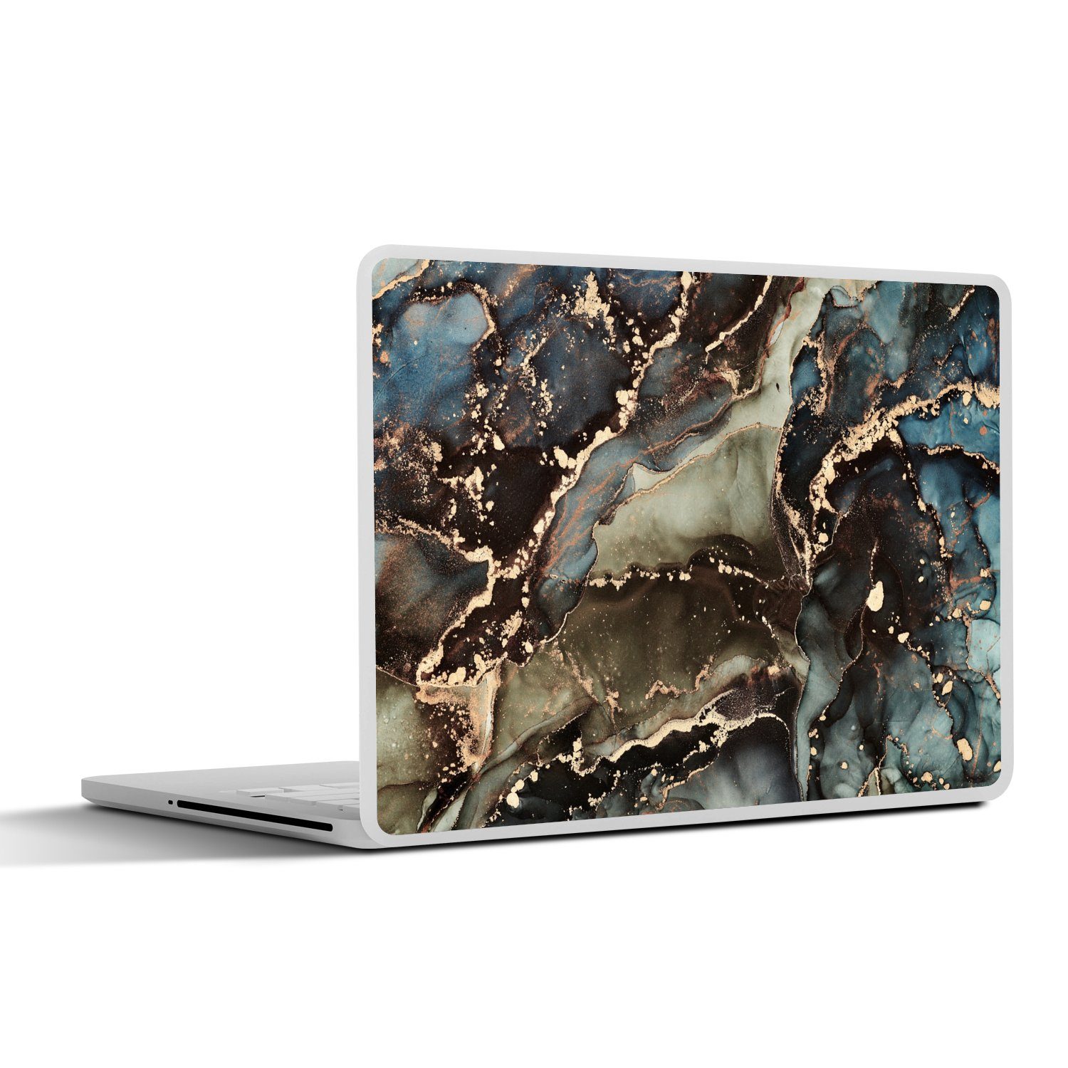 Laptop-Aufkleber Marmor - Gold - Grün