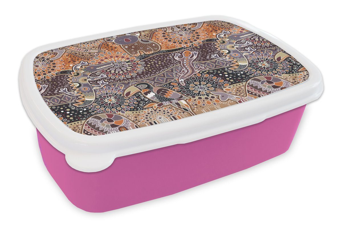 für Snackbox, - Australien, Brotbox MuchoWow - Koala Kunststoff Kunststoff, Lunchbox - rosa Erwachsene, Mädchen, Tiere Brotdose Muster Kinder, (2-tlg),