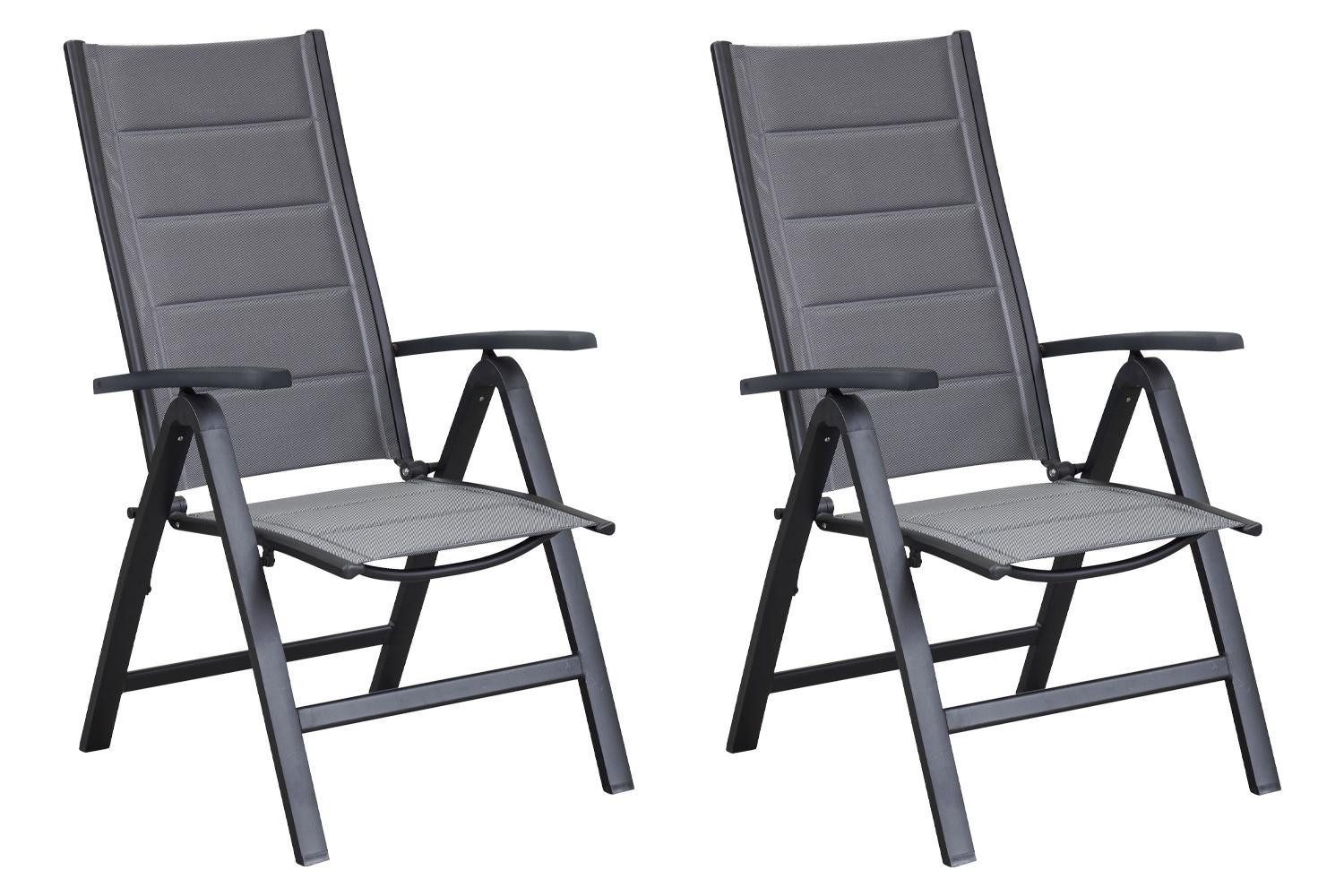 Outdoor Gartenstuhl UNICAMO, Aluminium, Textilen, Anthrazit, klappbar, (Set, 2 St), verstellbar