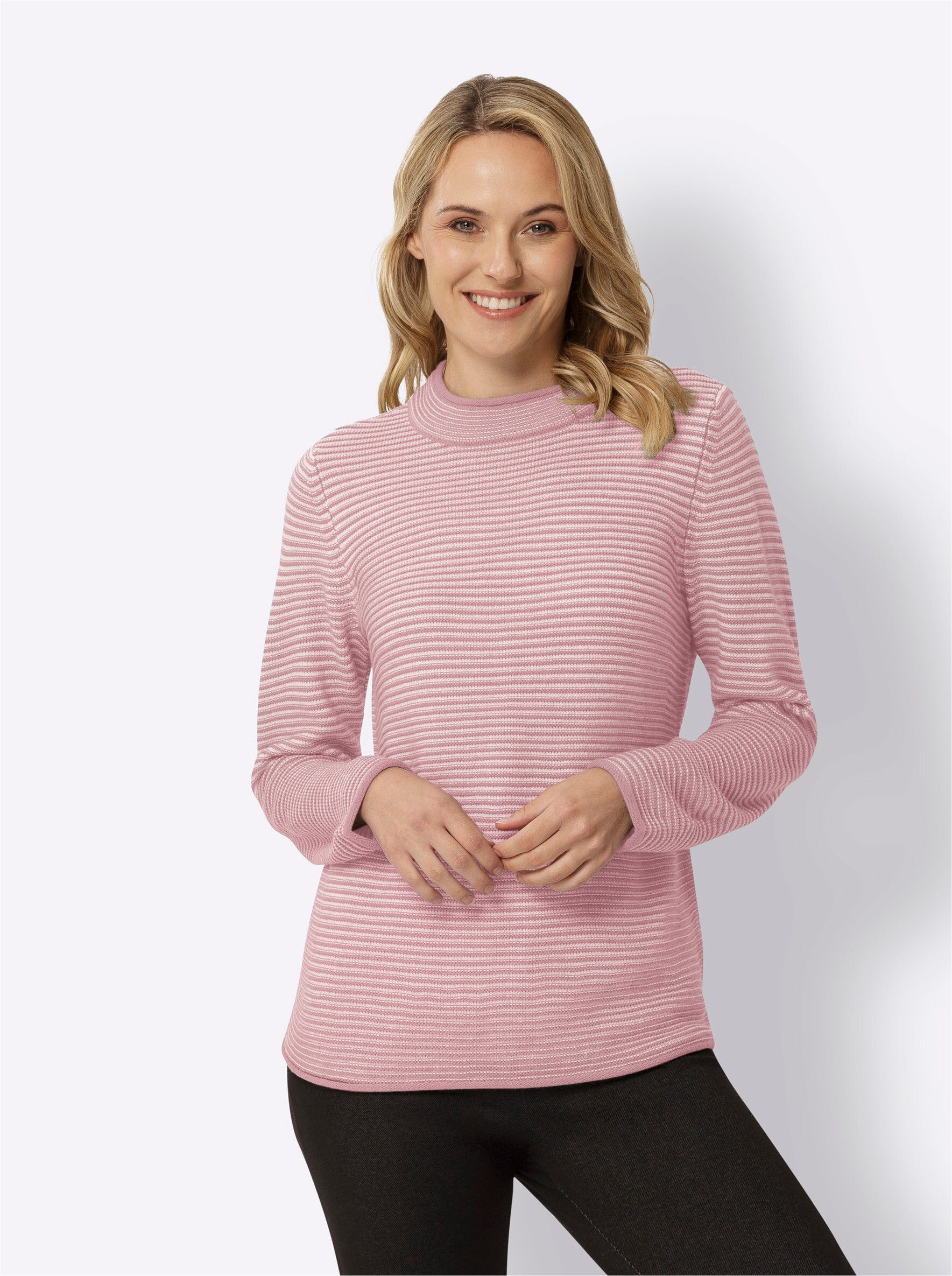 Strickpullover Stehkragen-Pullover Langarm Struktur