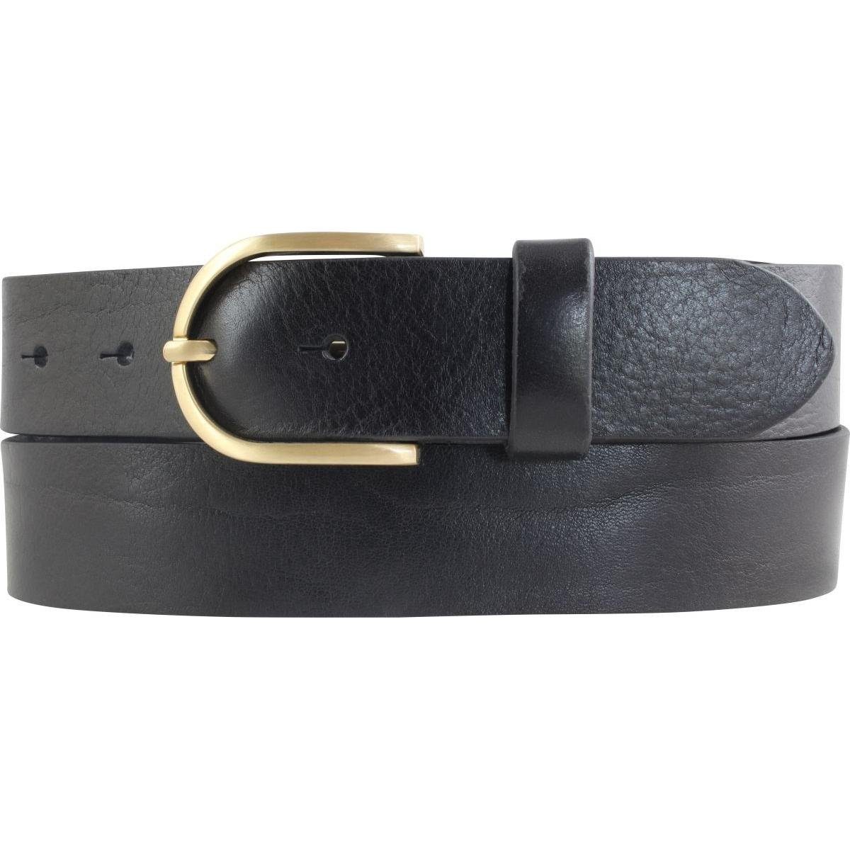 BELTINGER Ledergürtel Damen-Gürtel aus Vollrindleder 3,5 cm - Jeans-Gürtel für Damen 35mm - Schwarz, Gold